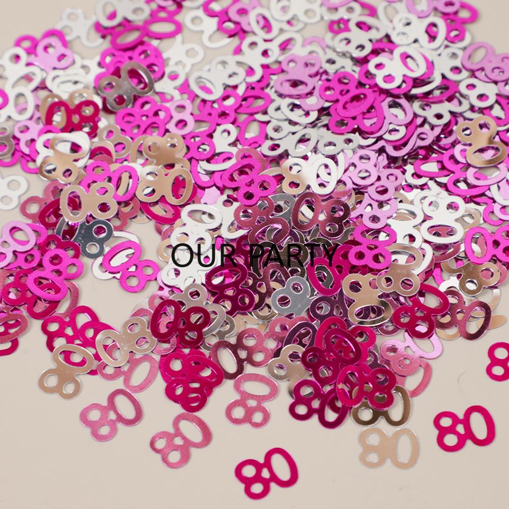 15g/bag Number 80th Years Old Sequin Confetti Digital 80 Table Scatter for Anniversary Happy Birthday Party Decorations