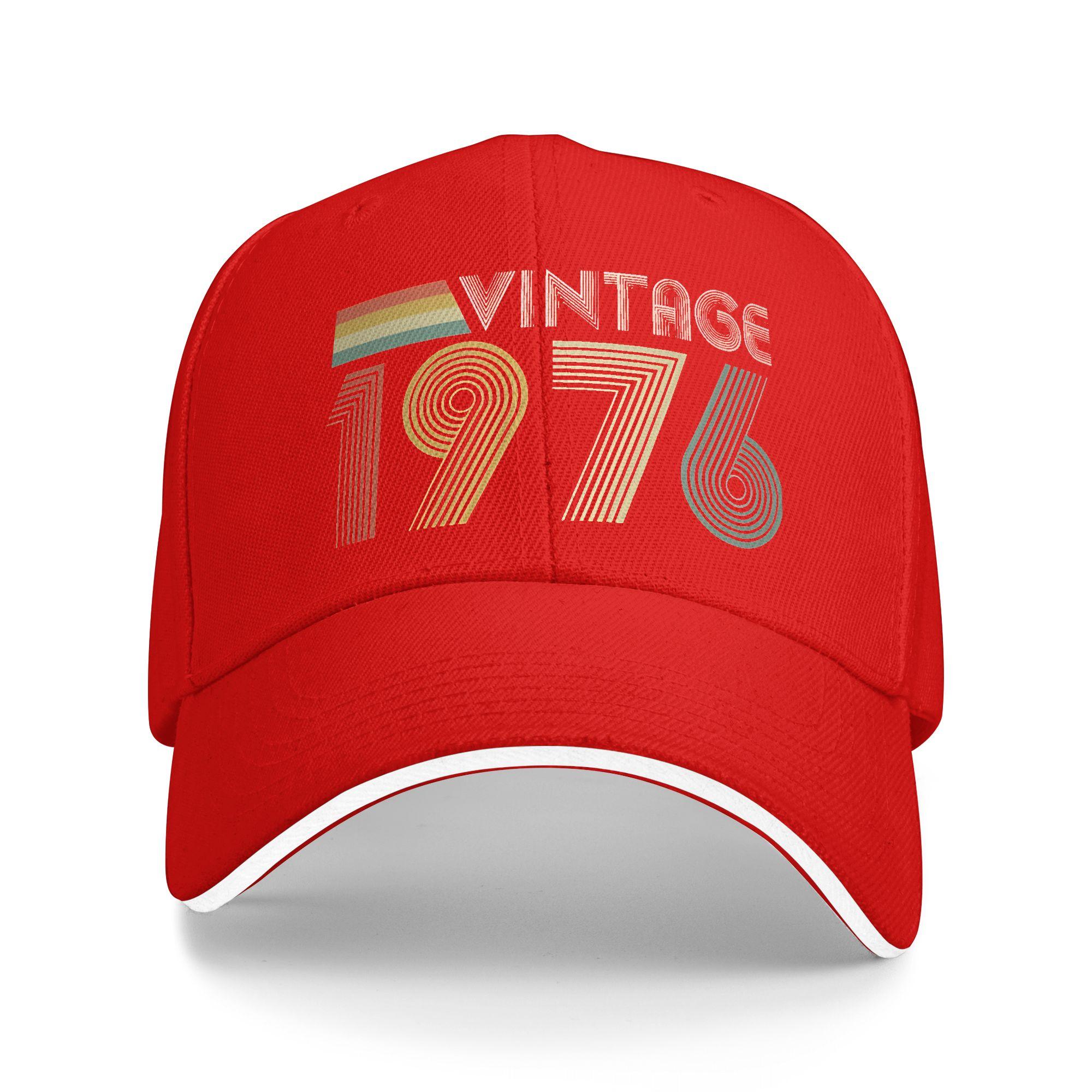 

Vintage 1976 50th Birthday Gift Casual Baseball Cap Spring Trucker Hat Sun-Proof Hunting Hip Hop Hats Male Trendy Baseball Caps One Size красный