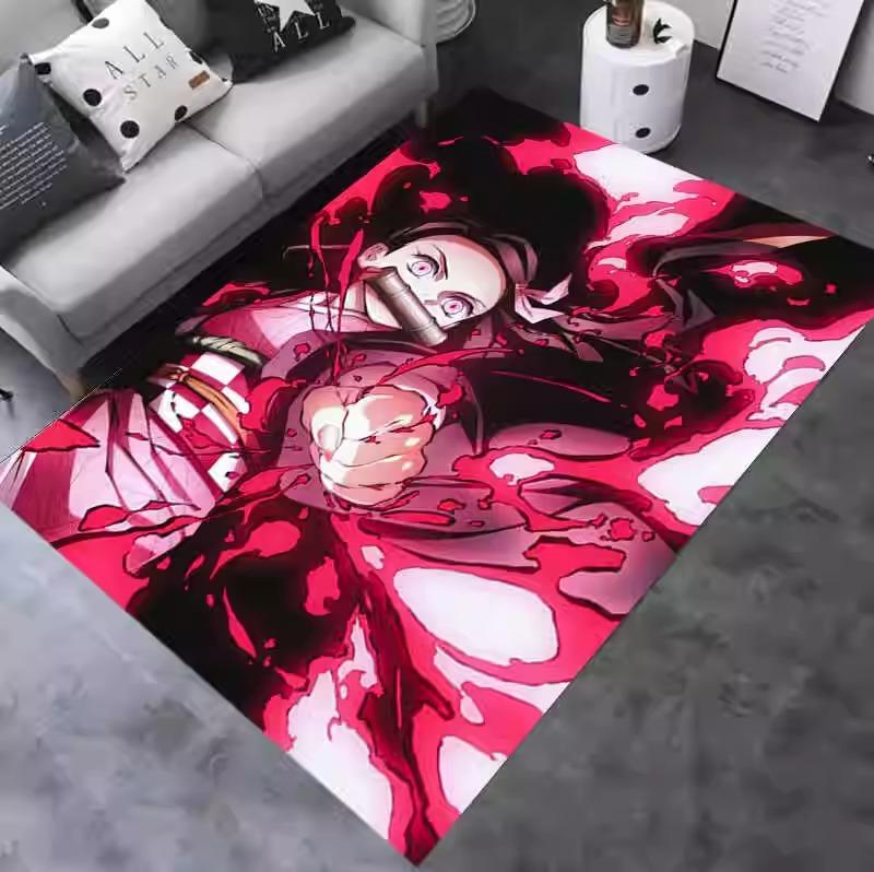 MINISO Anime Demon Slayer Peripheral Carpets Bedside Floor Mat 2D Anime Floor MATS for Student Dormitories and Bedrooms Rug