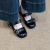 Lolita one-word buckle small leather shoes trendy court feng shui diamond shallow mouth Mary Jane small single shoes women's 2025 autumn and winter