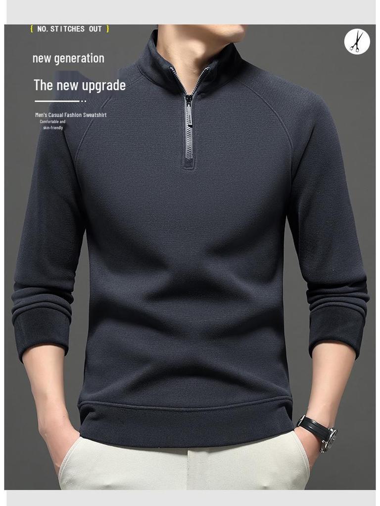 Men's Stylish Wool Cashmere Zipper Hoodie - Double-Sided Thermal Fabric for Autumn and Winter.