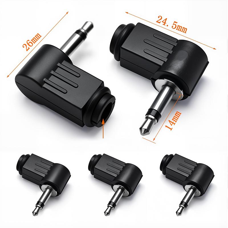 

5Pcs 3.5mm Headphone Connector Mono Stereo Right Angle Plug for Phone Headset Audio Video Adapter