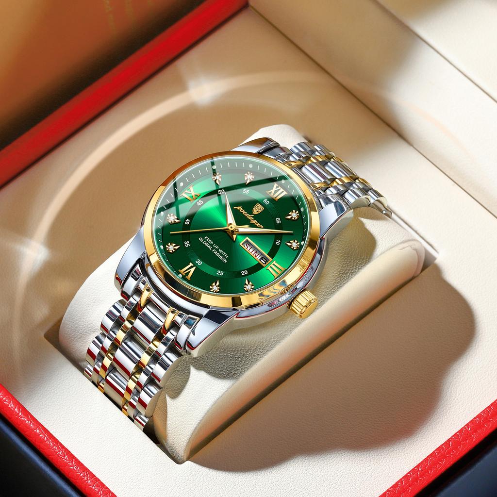 POEDAGAR Nuovo orologio da uomo di lusso di marca TOP con scatola, calendario, impermeabile, luminoso, al quarzo, da uomo