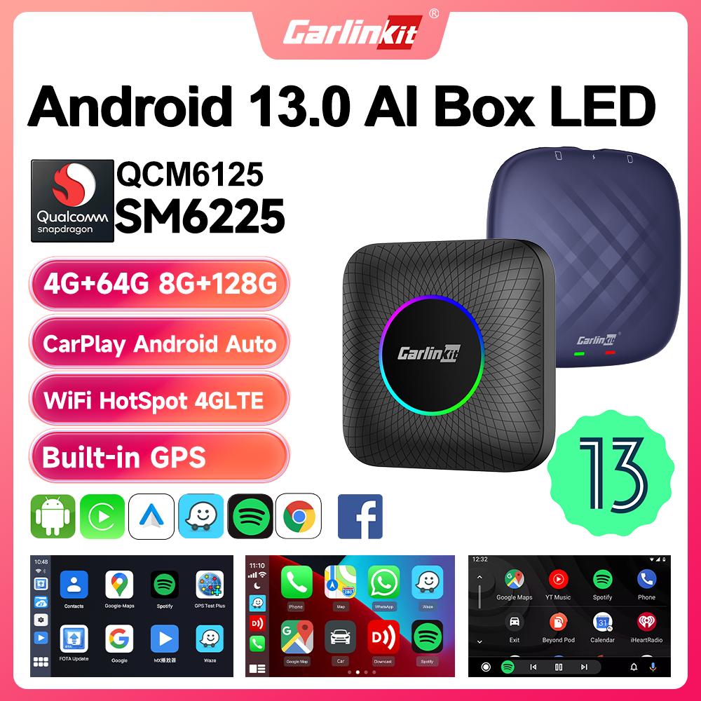 AWQ1 2025 CarlinKit CarPlay AI Box Android 13.0 SM6225 QCM6125 Android Auto Wireless CarPlay Adapter 2.4+5GGPS 64G 128G FOTA Upgrade