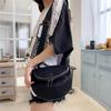 Shell Women's Bag Double Pull Head Sequined Mesh Shoulder Messenger Bag Casual Bag Wide Shoulder Strap Saddle Bag Korean Version Tide Bag