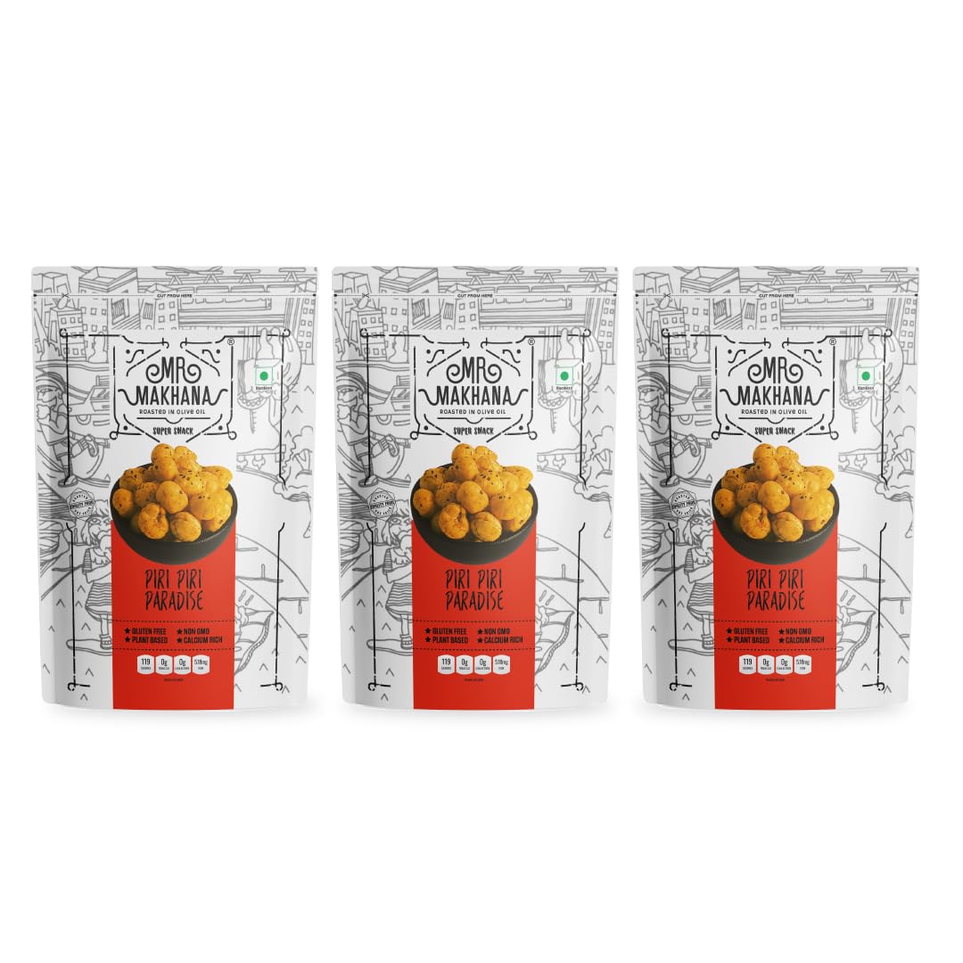 

Mr. Makhana Roasted Makhana and Foxnuts | Healthy Snacks | Gluten Free | MSG Free | Antioxidant | Rich Calcium | Zero Trans Fat (Piri Piri Paradise)