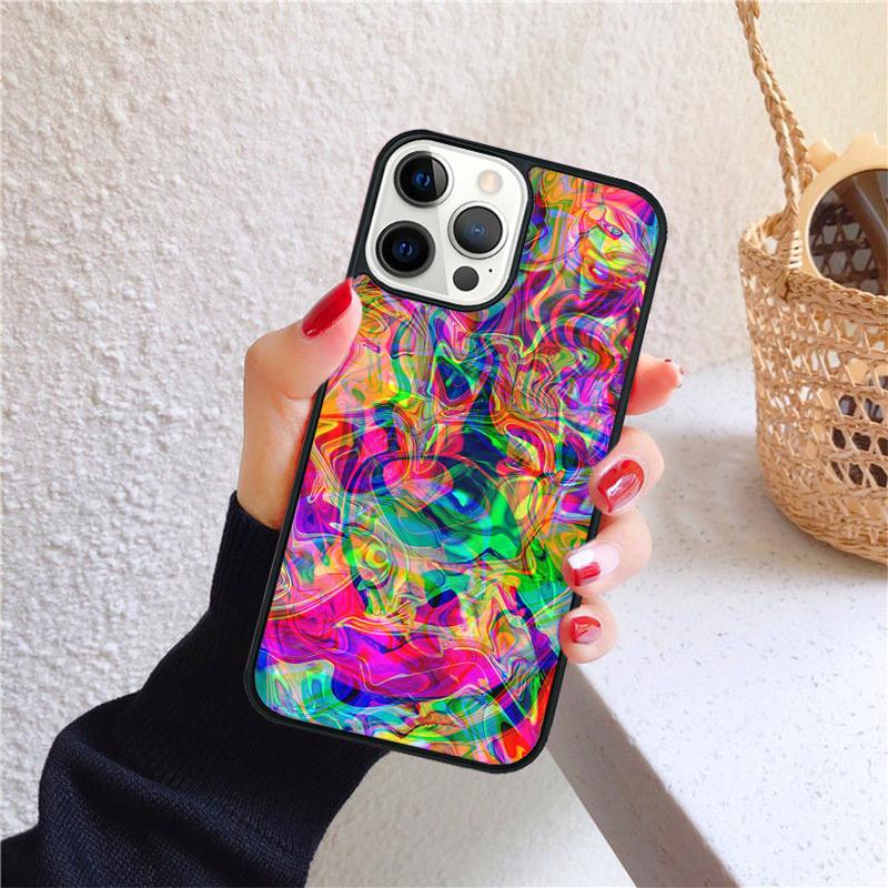 Psychedelic Trippy Holographic Phone Case for iPhone 17 Air 16 Coque 15 14 12 13 PLUS 11 PRO MAX Back Cover Fundas