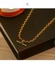 18K Gold Plated Korean Retro Curved Chain Necklace with Emerald Zircon for Women (Autumn/Winter)