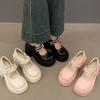 Fashion Pink Thick Bottom Mary Jane Shoes Women Spring Autumn New Sweet Pumps Fashion Pearl Retro Thick High Heel Loafers Women's Shoes