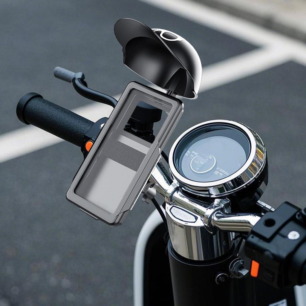 Motorcycle Phone Holder With Sun Hat Waterproof Mobile Mount For Women Men Riding Bicycles Scooters Strollers Accessories