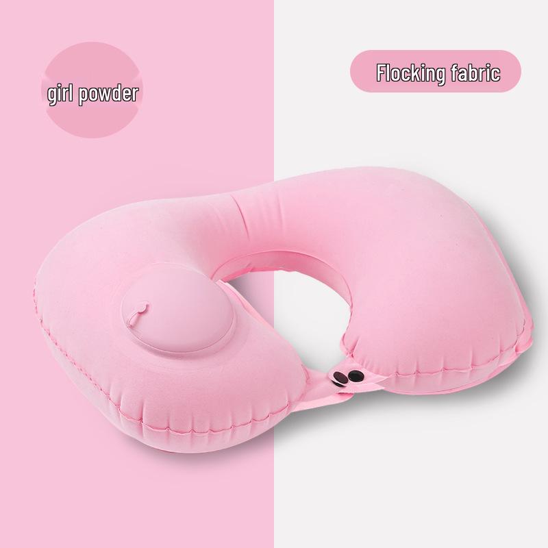 Inflatable U-shaped Travel Neck Pillow - Portable, Ergonomic, Height-Adjustable, Storable Milk Silk Design