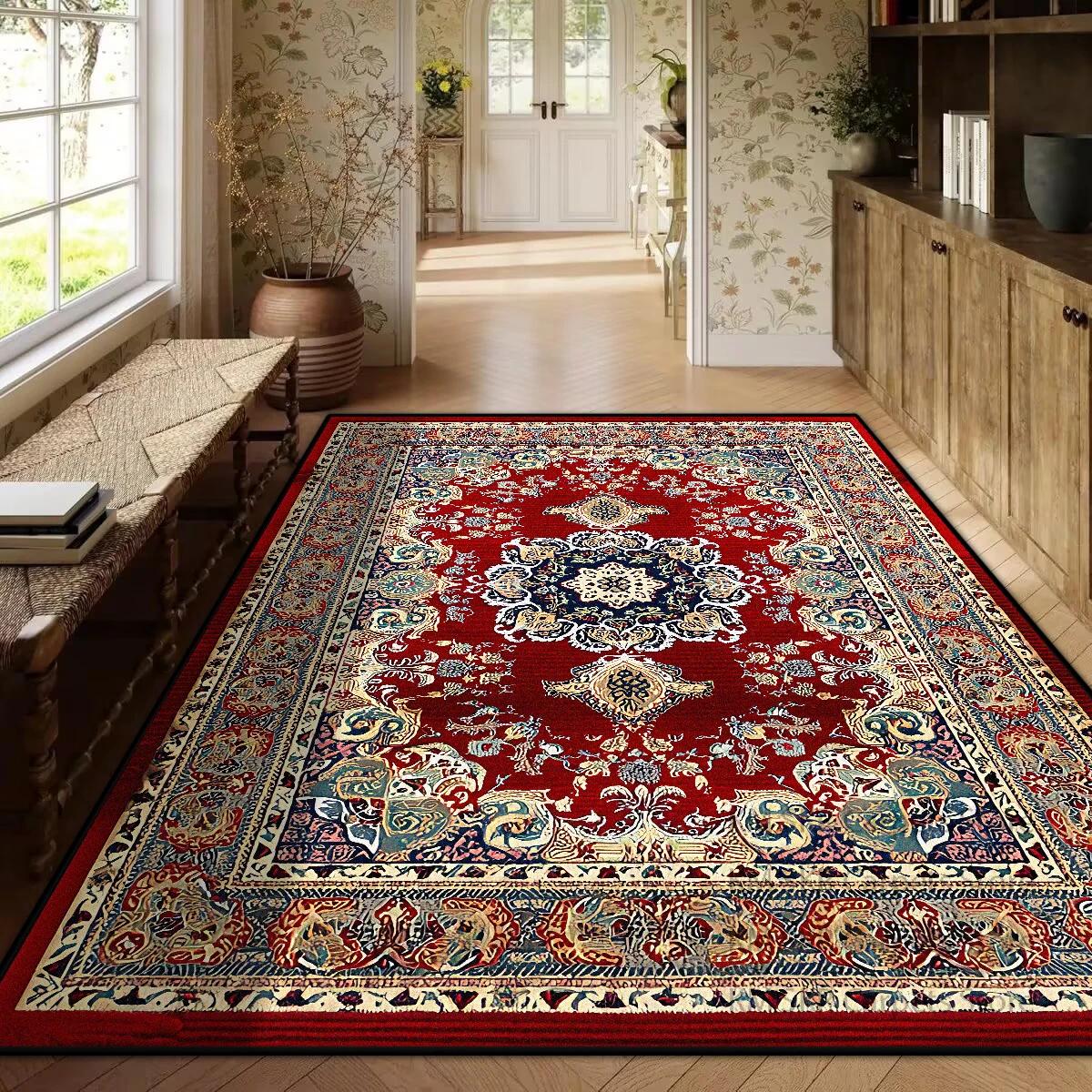 

VIKAMA Persian Retro Carpet Luxury Living Room Coffee Table Large Area Rug Non-slip Bedroom Lounge Carpet Home Decoration 60x90cm 24x36inch