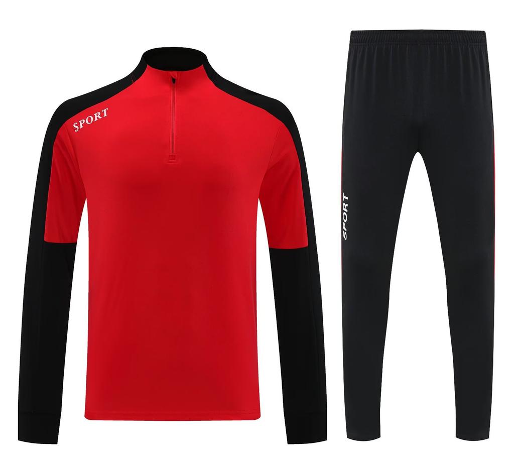 Light Plate Half Zipper Casual Sportswear Basic Trousers Football Training Suit Set