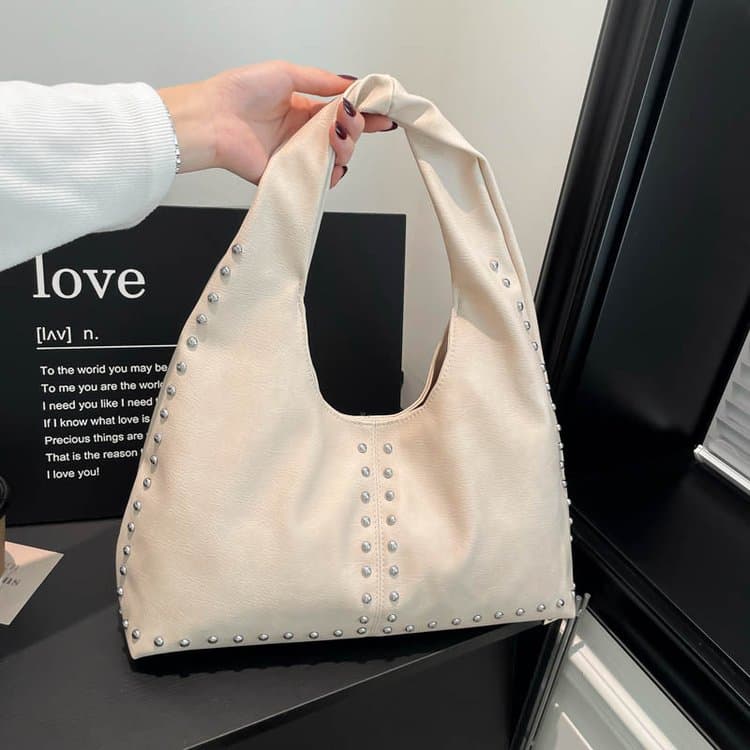 Rivet tote bag women's large capacity commuter shoulder bag