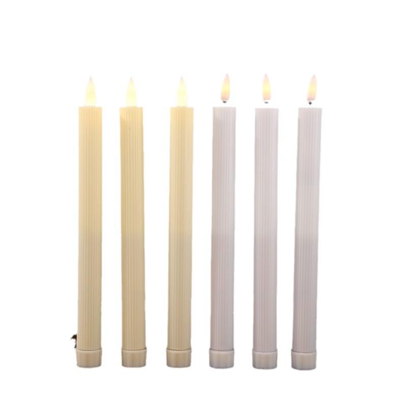 LED Christmas Candle Light with Vertical Stripes for Wedding, Party, and Birthday Decorations