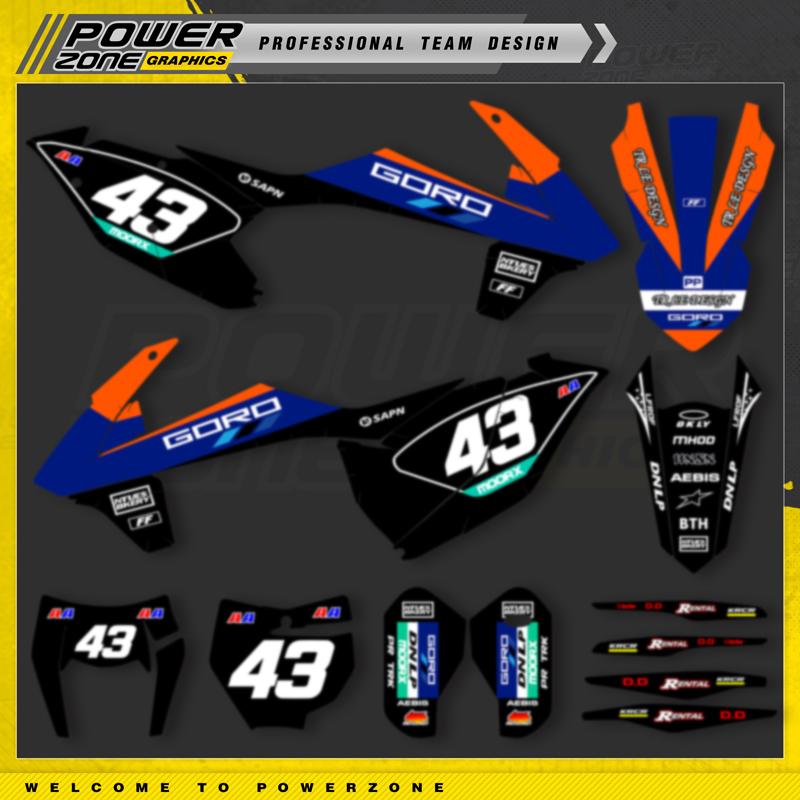 PowerZone Custom Fairing Graphics Backgrounds Decals Stickers Kit For KTM SX SXF MX 16-18 EXC XCW Enduro 17-19 125 to 500cc 23