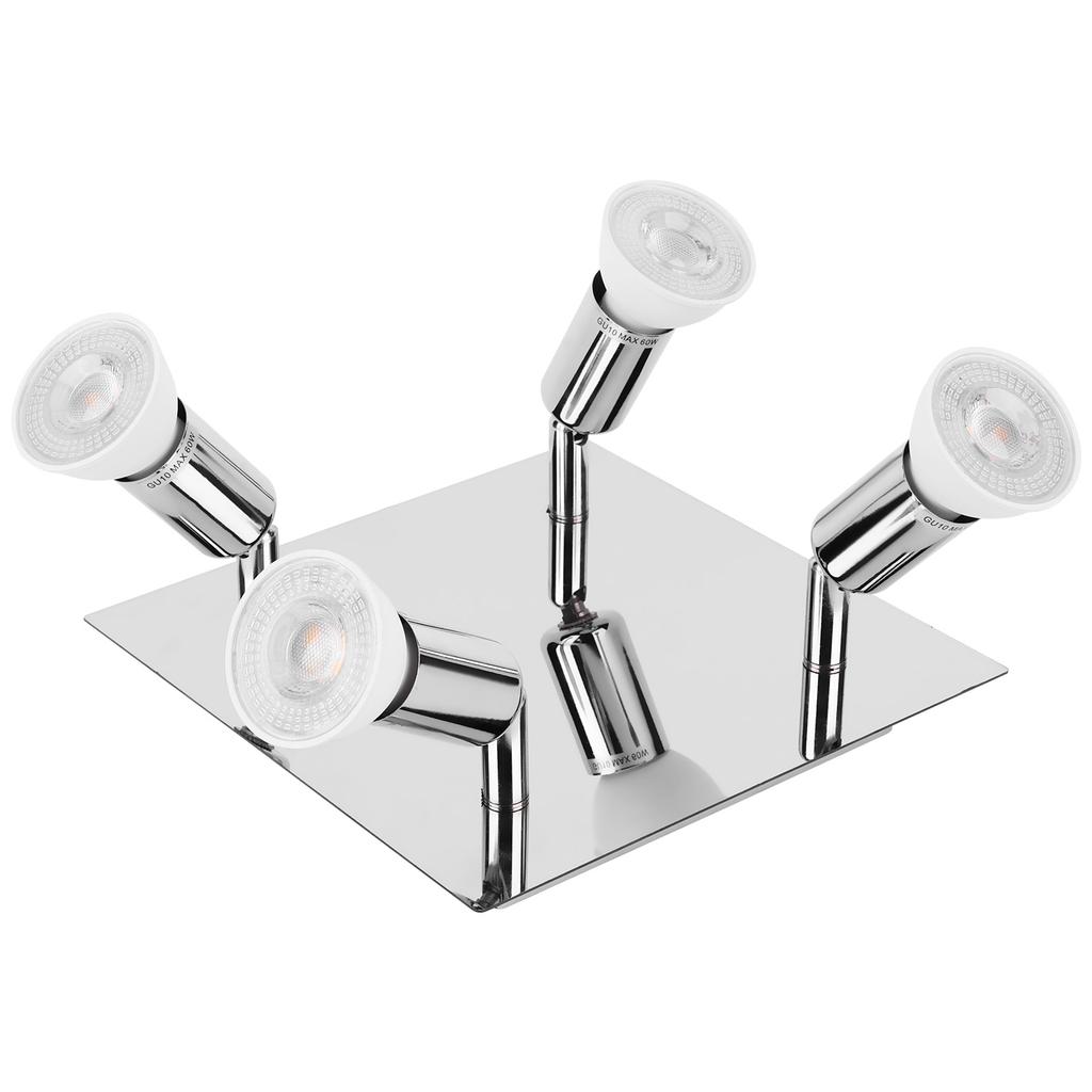 4 Way Square Spot Light Ceiling Spotlight 4 GU10 Bulbs Chandelier Lamps Adjustable Angle Rotatable Ceiling Light for Home Decor