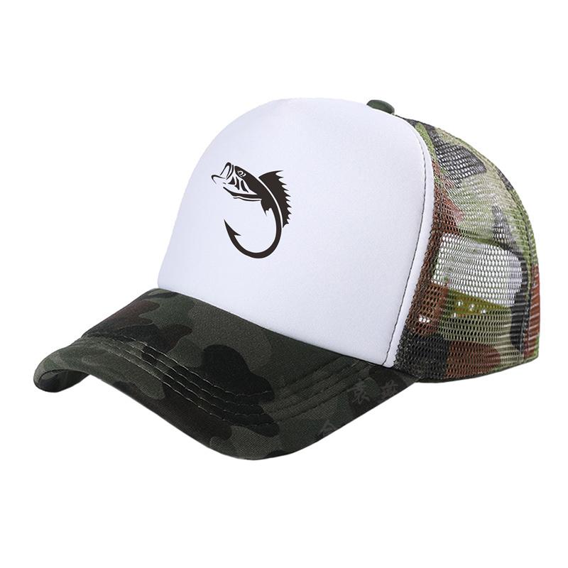 FisherUnisex Fish Hook Unisex Trucker Caps Unisex Cool Outdoor Style Fishing Hats Fashion Baseball Cap Summer Unisex Women Mesh Caps MZ