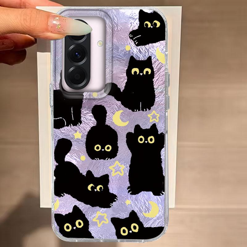 Case For Samsung Galaxy A56 A36 A16 A25 A35 A26 S25 S24 Plus Ultra FE 5G Phone Cover Cat Cartoon Gradient For Samsung A55 Bags