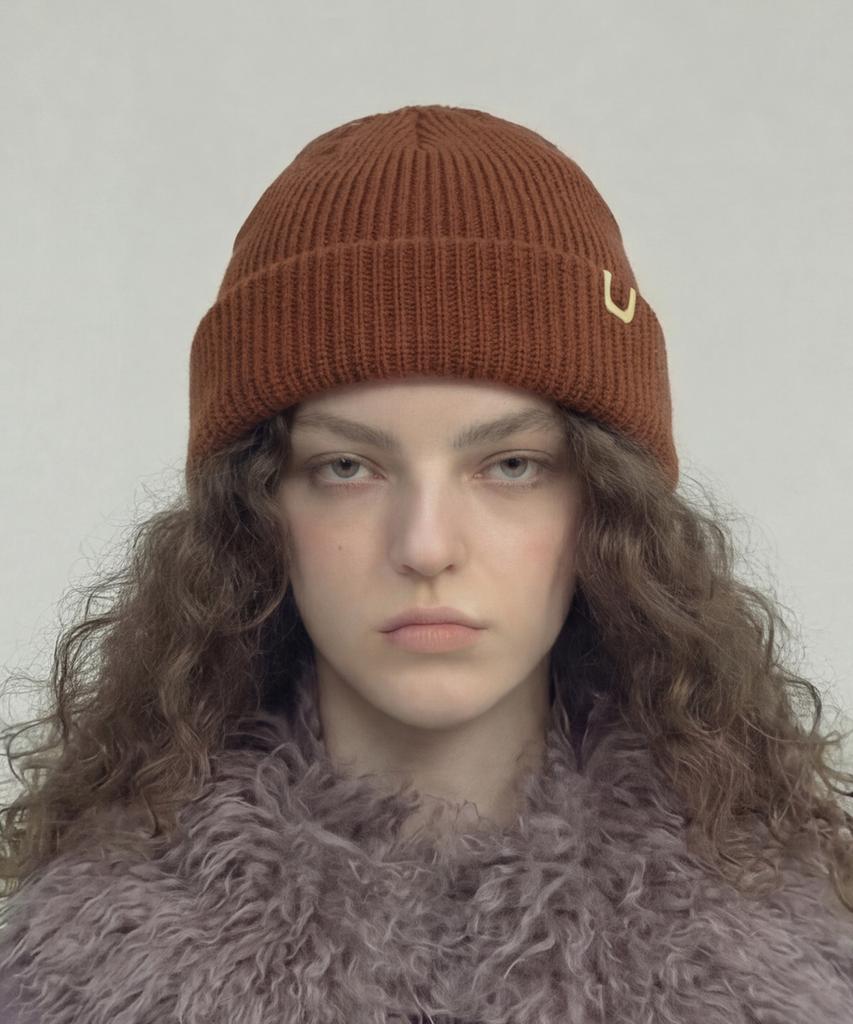 Eondeokeonteulolseutyudio Winter Short Beanie Double Roll Up Beanie / Ac / Origin Brown