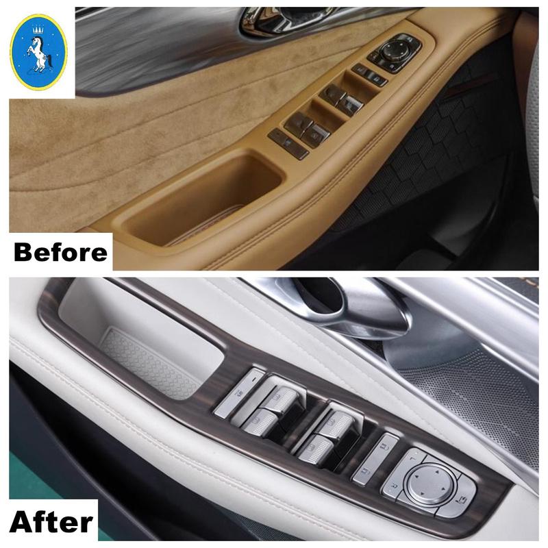 Wood Grain Auto Armrest Box Panel / Window Lift / AC Air Outlet Vent Decor Cover Trim Accessories For Trumpchi GAC GS8