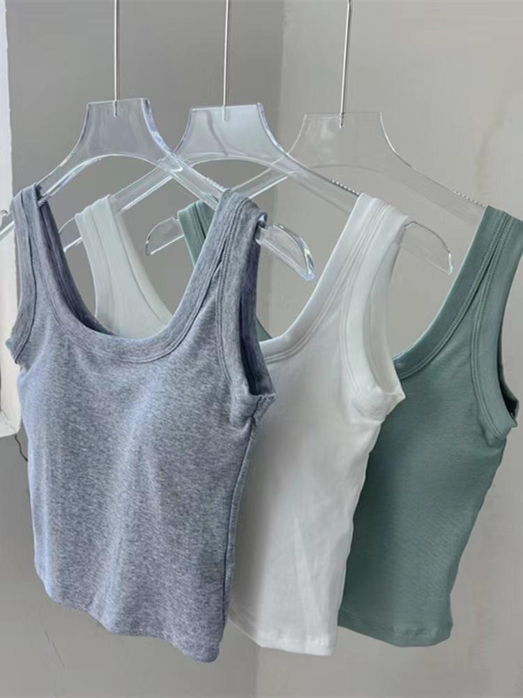 Candy Color Women’s Strappy Crop Tank Top with Padded Cup - Slim Fit