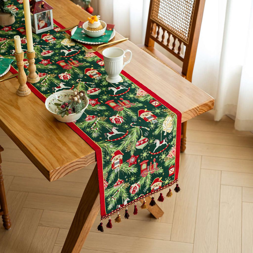 Premium Christmas Table Runner Festive Dining Table Cloth Long Decorative Tea Table Cover