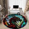 1 Stück Buntglas Drachen Stuhl Teppich für Büro Rutschfest, Maschinenwaschbarer Teppich für Büro - Feiertagsdeko Maschinell hergestellt yy251029089