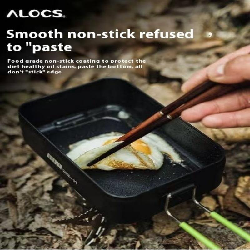 ALOCS Outdoor Camping 0.9L Camping Food Box Set, with Foldable Stove, Ultra-light Cooking Utensils, Suitable for Hiking/survival