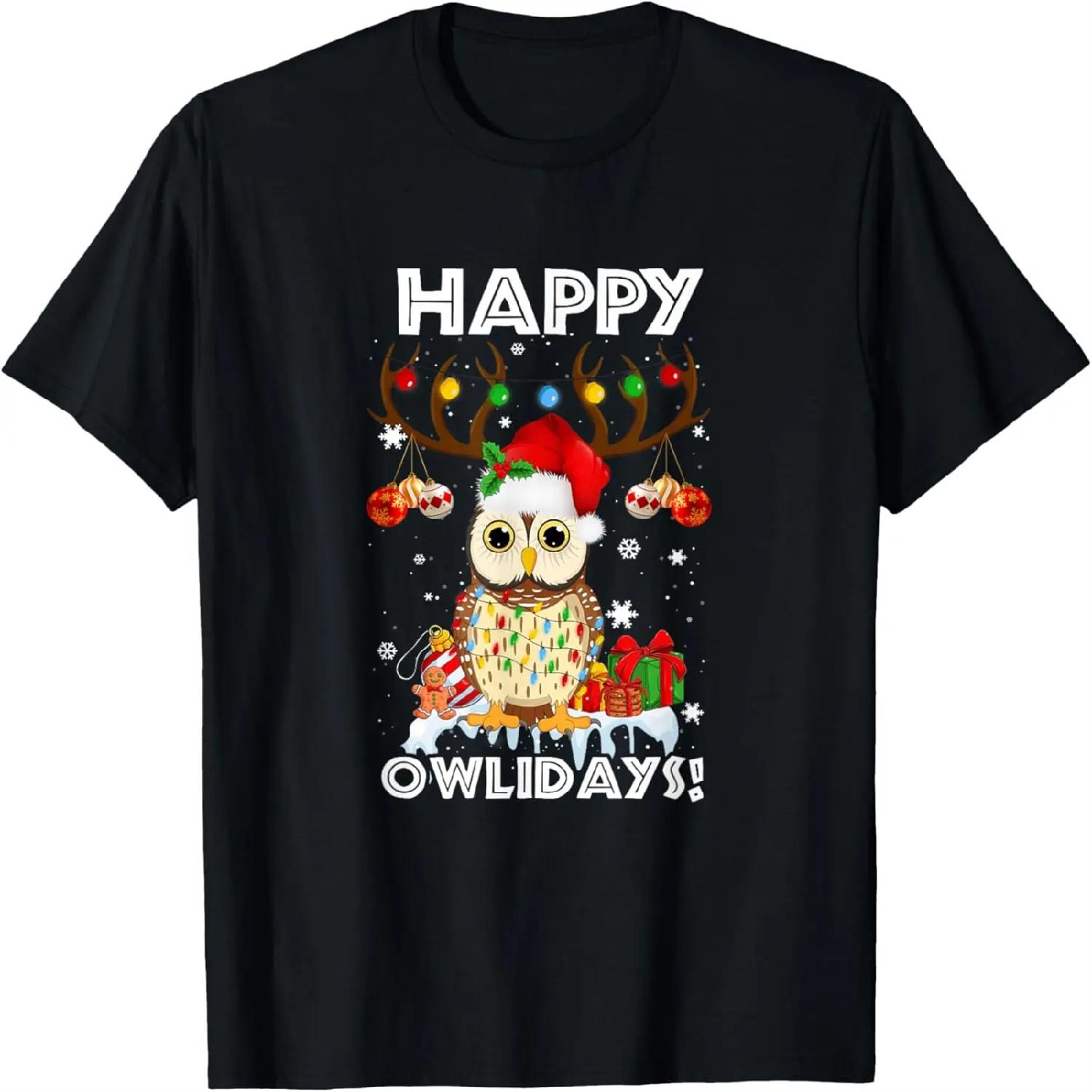 Retro Baby Owl Happy Owlidays Family Kids Christmas Holiday T-Shirt XXXXXL разноцветный