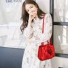Women's Bag 2023 European and American Popular Women's Bag PU Leather Flower Handheld Shoulder Bag Red Bridal Bag Girl