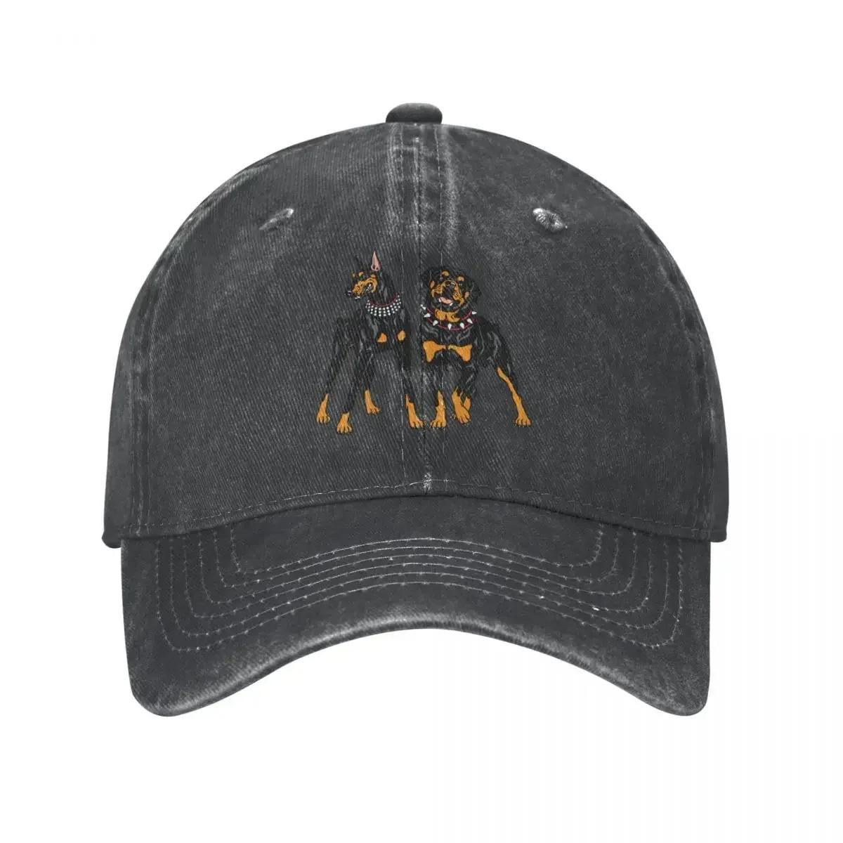 

Vintage DoberUnisex And Rottweiler Baseball Caps for Unisex Women Distressed Washed Sun Cap Dogs Lover Outdoor Workouts Gift Caps Hat One Size