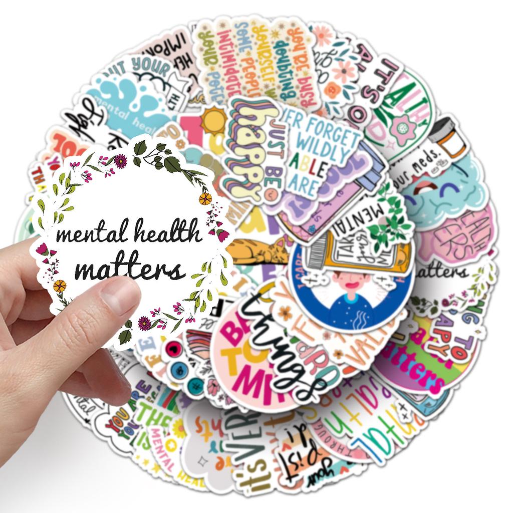 100 Mental Health Graffiti Stickers Personalized Depression English Slogan Decorative Water Cup Computer Stickers