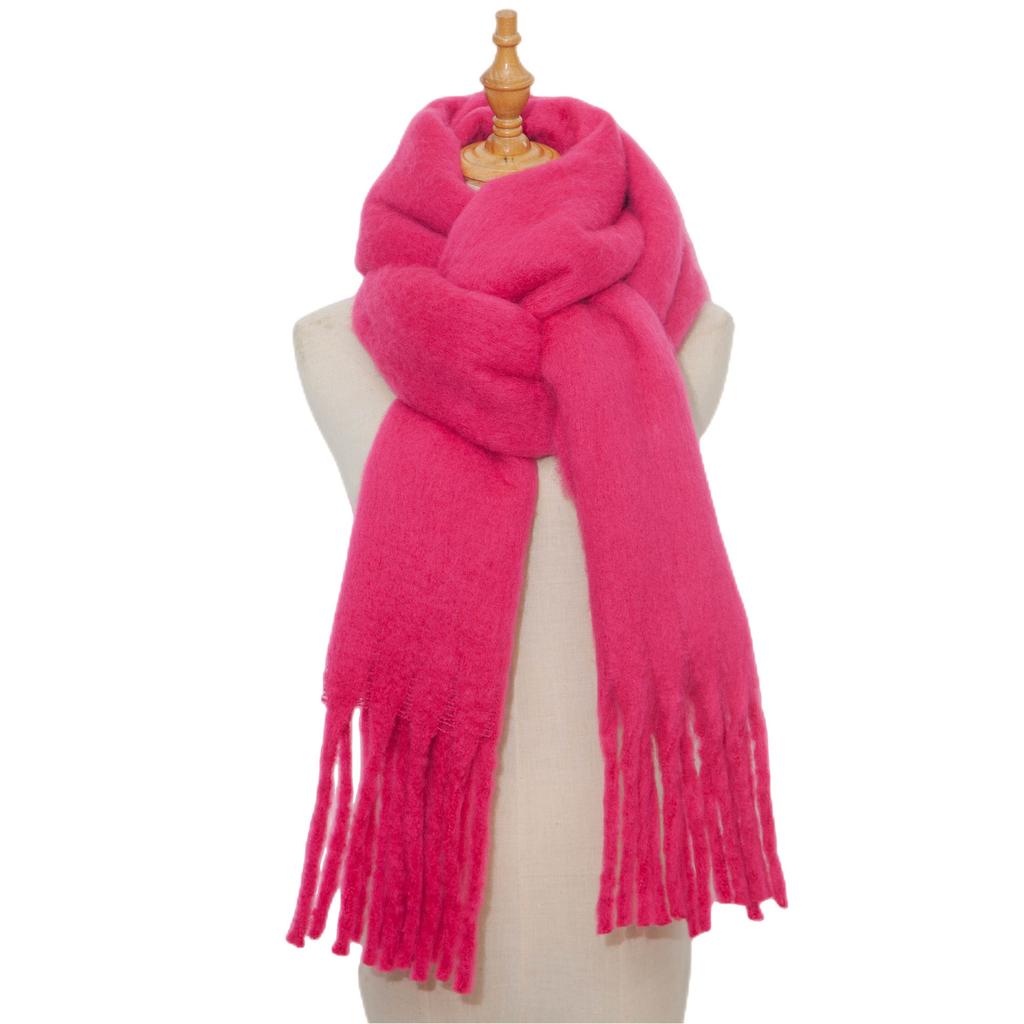  Solid Thick Cashmere Scarf for Women Large Wool Blanket Pashmina Winter Warm Shawl Wraps Bufanda Female With Tassel Scarves