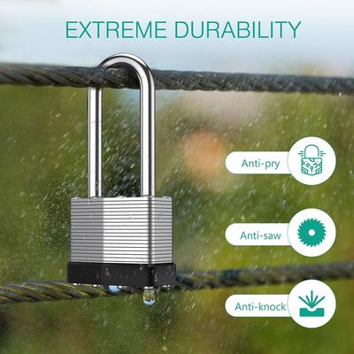 1Pcs Solid Hardened Steel Security Outdoor Thousand-layer Lock Heavy Duty Padlock Long Shackle Keyed Padlocks