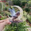 2D Flat Acrylic Moon Fairy Garden Stake Wooden Sign, Outdoor Gardens and Potted Landscapes Signs, Suitable for Wall Decoration, Porch, Room, Villa, Ac