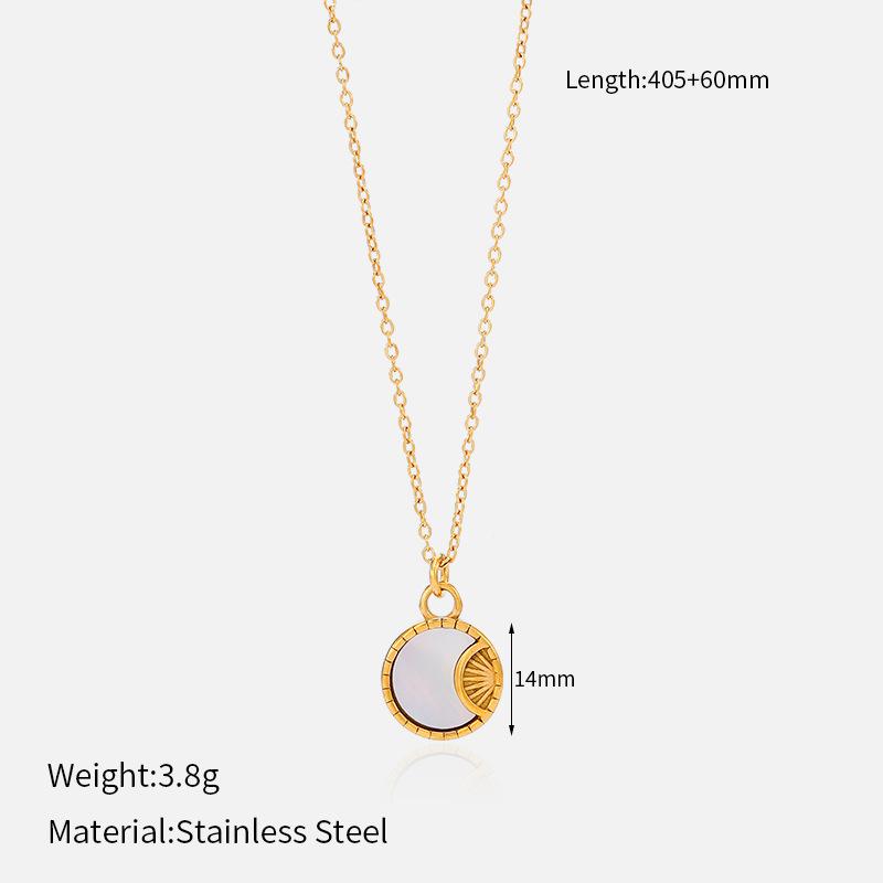Vintage French Twisted Star Moon Pendant Necklace For Women Fashion Titanium Steel Chain