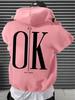 Men Hoodie It'S Ok Don'T Worry Letter Print Oversized Casual Streetwear Loose Casual Long Sleeve Pullover Streetwer Tops