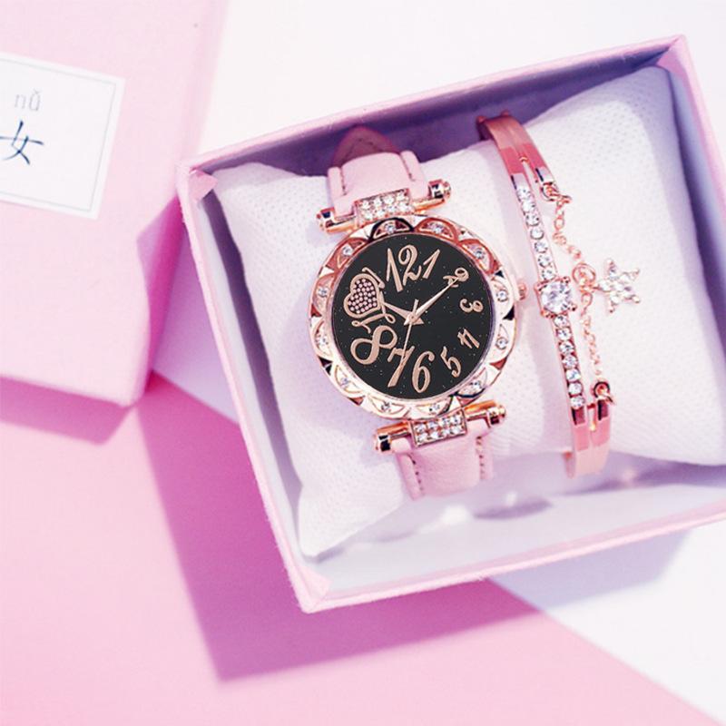 Personalized Love Digital Surface Simple Style Versatile Diamond Dial Fashion Niche Women'S Watch