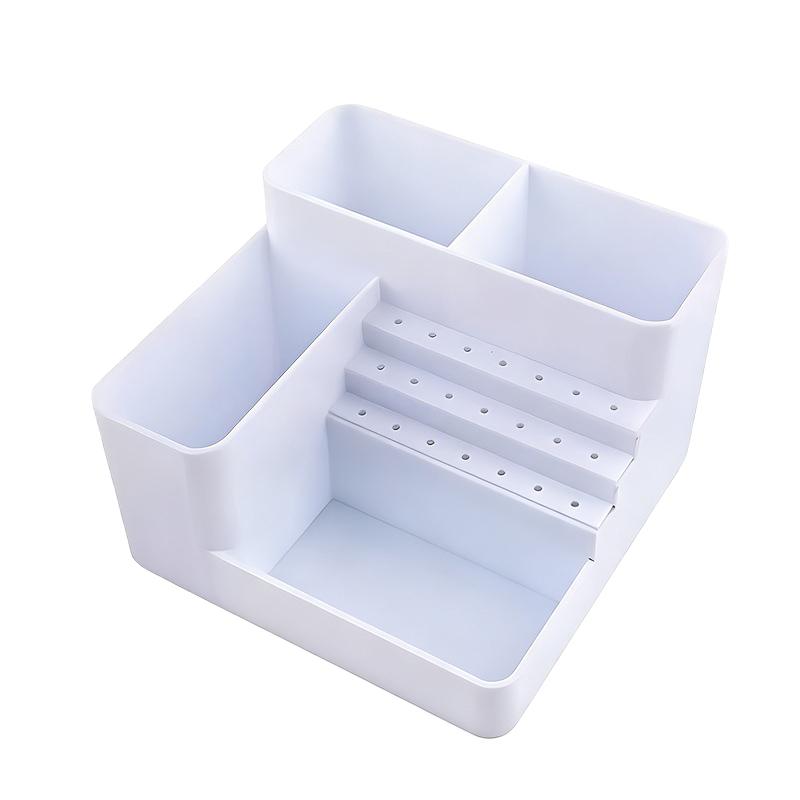 1Pcs Multi Compartment Nail Drill Bit Organizer Case For Nail Salon Desktop Manicure Accessory Plastic Nail Art Tool Storage Box