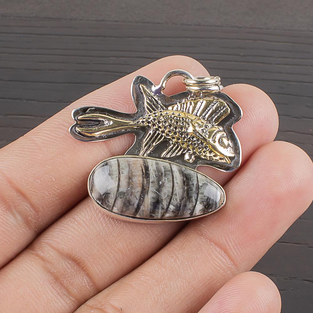

Natural Orthocears Gemstone 925 Sterling Silver Jewelry Designer Pendant 1.22 AJP-2229