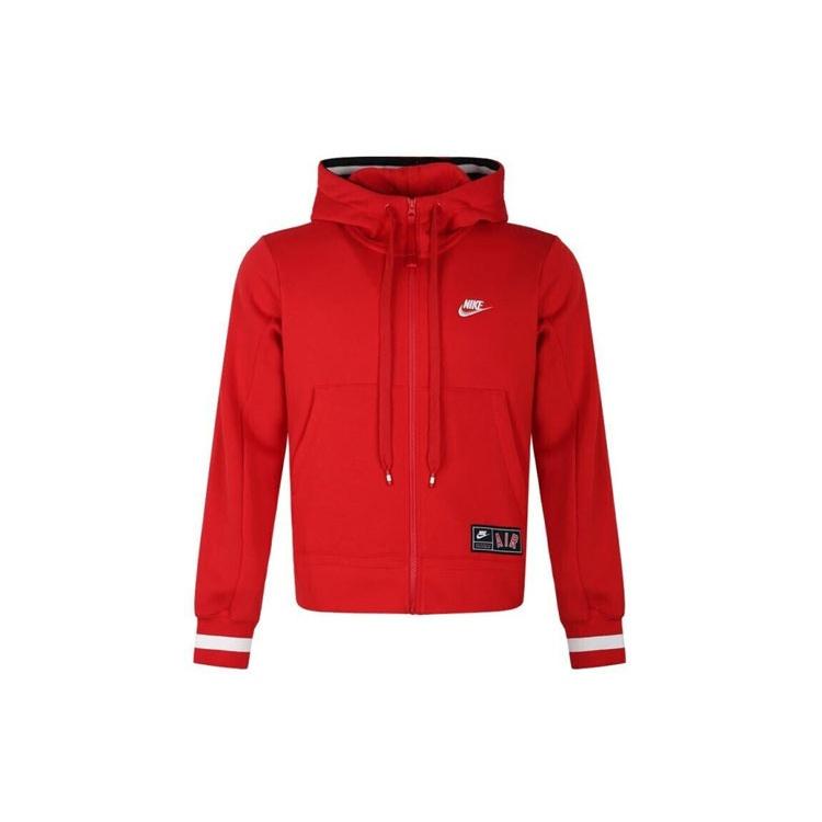 Nike Alphabet hooded Zipper Fleece Jacket Red Men s AR1816-657 XL