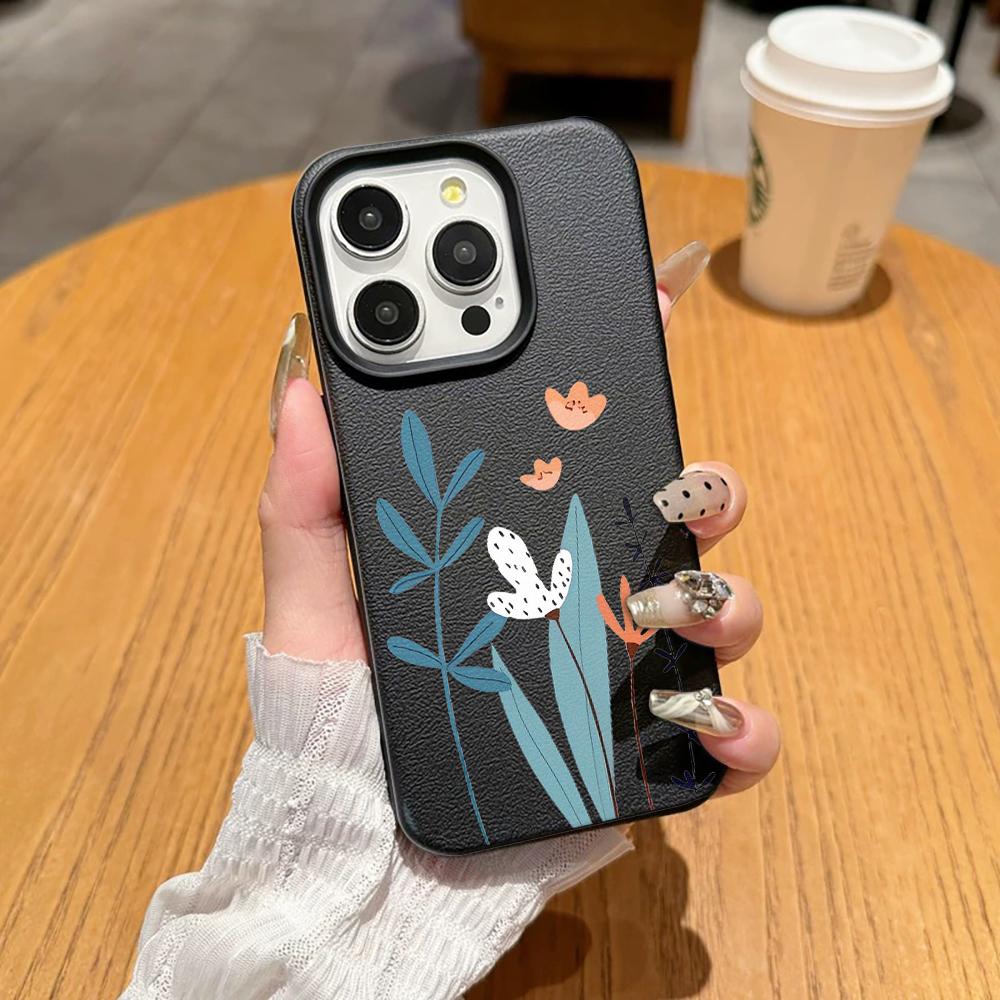 

Flower Spike Pattern Phone Case For Iphone 17 17E 16E 16 13 11 Pro Max 14 15 12 Transparent Shockproof Flexible Bumper Cove iphone 14 Plus чёрный