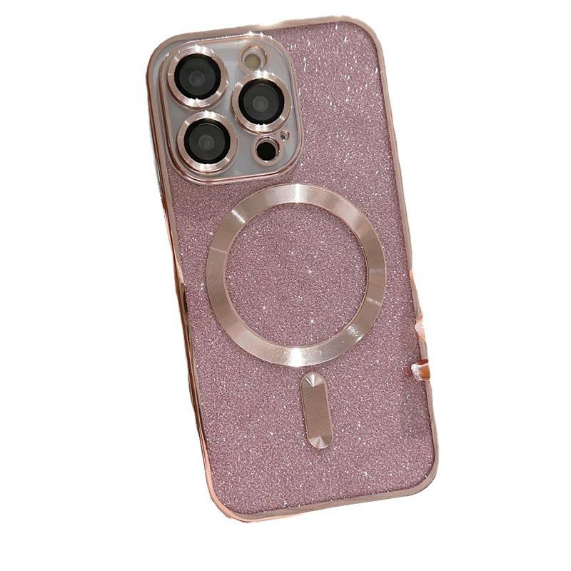 Suitable for Apple IPhone16 Electroplated Magnetic Glitter Phone Case 14Promax Transparent Color 15 Anti-drop Protective Case