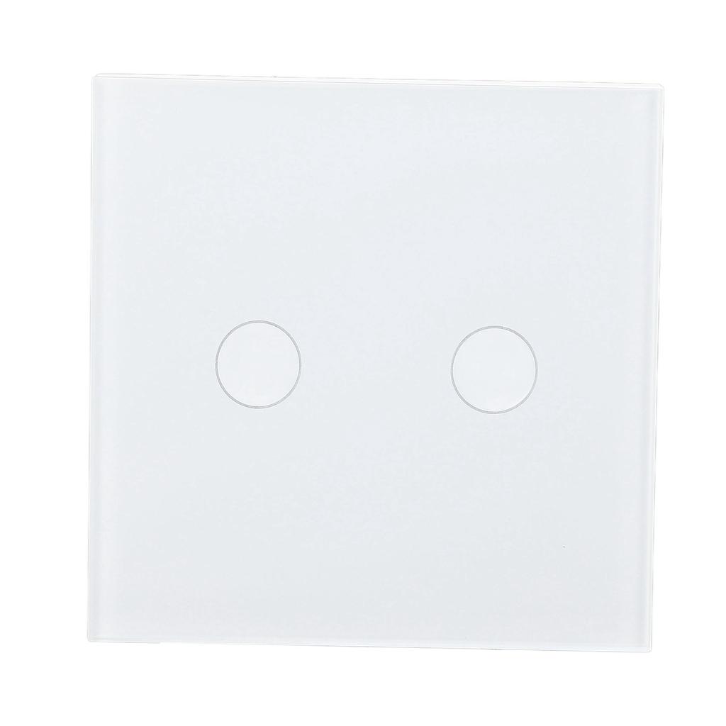 2 Gang Wall Switch with Indicator Tempered Glass Panel Touch Screen Light Switch 110‑240VAC White