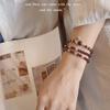 Natural garnet bracelet for women, alloy strawberry crystal triple-garnet bracelet, niche light luxury jewelry, gift for girlfriend