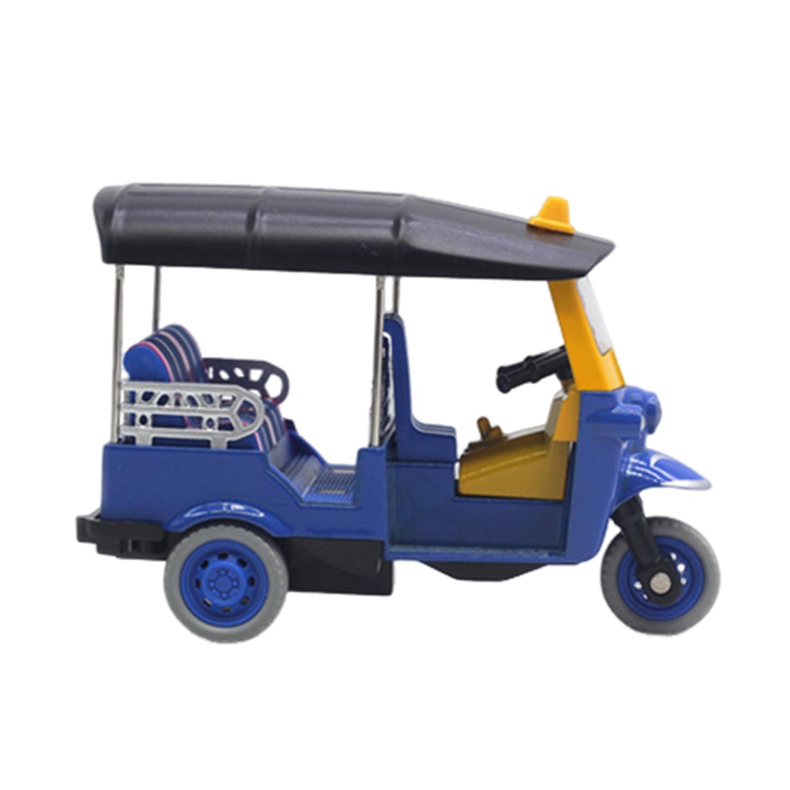 

Realistic Thai Tricycle Vehicle Toy Alloy Tuk Tuk Model for Kids Featuring Vibrant Colors and Sturdy Alloy Material синій