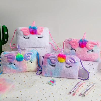 Obdélníková taška přes rameno Unicon pro dětská kreslená křídla Unicorn taška na mince Přenosná cestovní taška na sponky do vlasů