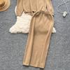 Tvådelat set Damkläder Mild Stil Lättslappig Lös passform Pullover O-hals Långärmad Stickad Tröja Midi Bodycon Kjolar