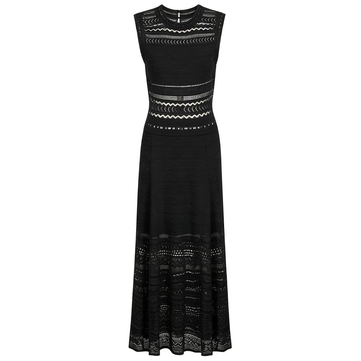 Spot high quality summer new celebrity Internet celebrity slim and thin fashion sleeveless hollow flower dress 26126 S